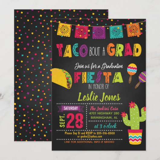 Taco Bout a Afstudeerder Afstuderen Invitation Kaart (Voorkant / Achterkant)