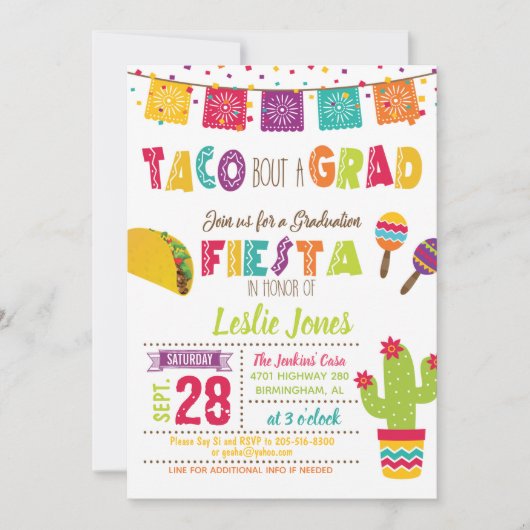 Taco Bout a Afstudeerder Afstuderen Invitation - W Kaart (Voorkant)