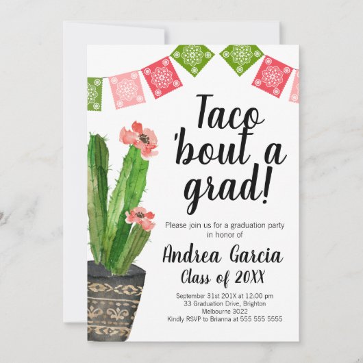 Taco Bout A Afstudeerder, Afstuderen Uitnodiging (Voorkant)