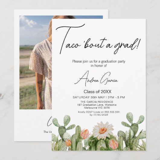 Taco Bout A Afstudeerder, bloeiend Cactus Afstuder Kaart (Voorkant / Achterkant)