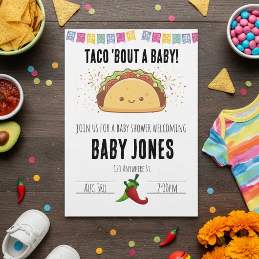 taco 'bout a baby! baby shower invitation kaart