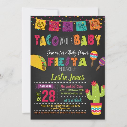 Taco Bout a Baby Fiesta Baby shower Invitation Kaart (Voorkant)