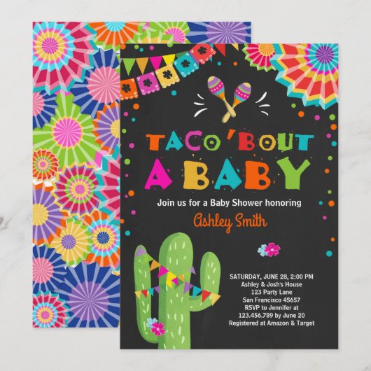 Taco Bout a Baby Fiesta Baby shower uitnodiging (Voorkant / Achterkant)