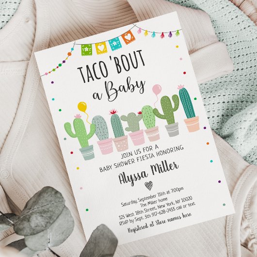 Taco Bout A Baby Fiesta Cactus Baby shower Kaart