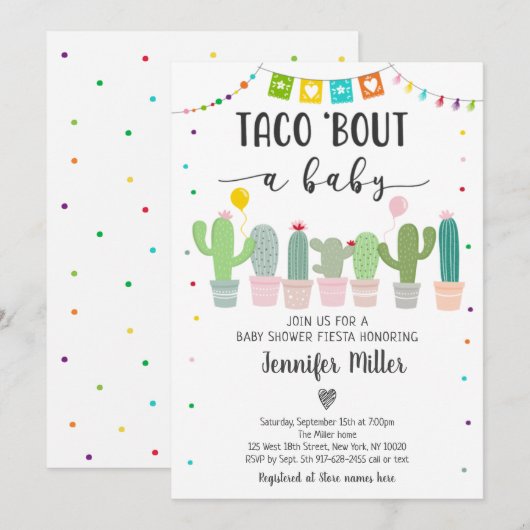 Taco Bout A Baby Fiesta Cactus Baby shower Kaart (Voorkant / Achterkant)
