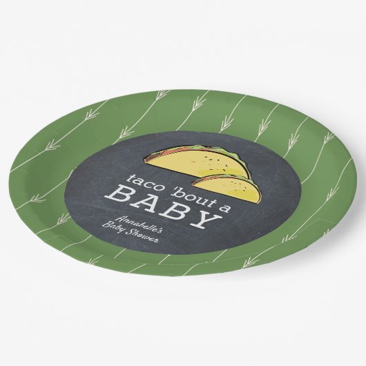 Taco Bout a Baby Fiesta Chalkboard Baby shower Papieren Bordje (Gekanteld)