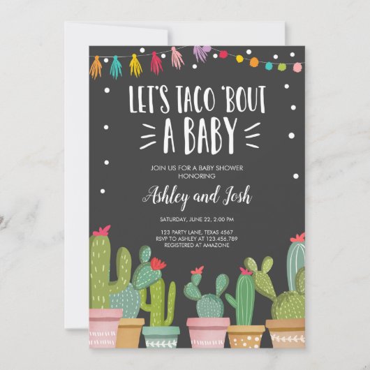 Taco Bout a Baby Fiesta Couples Shower Invitation Kaart (Voorkant)