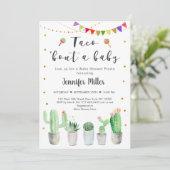 Taco Bout A Baby Gold Fiesta Cactus Baby shower Kaart (Staand voorkant)
