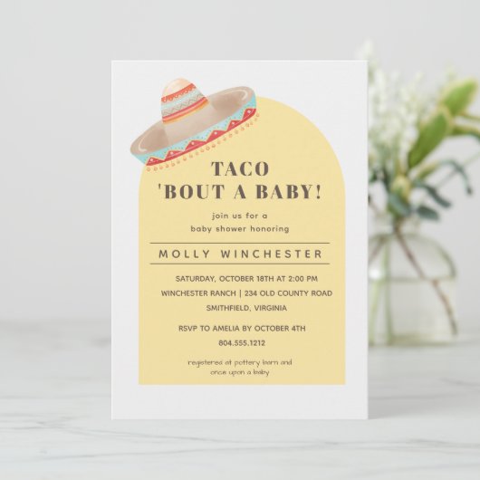 Taco Bout a Baby Invitation Kaart (Staand voorkant)