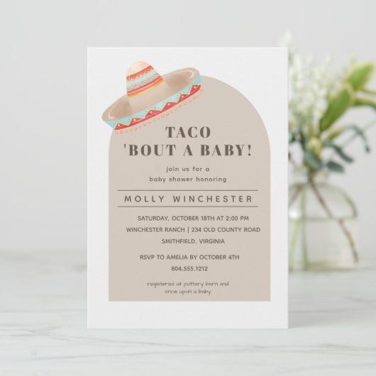 Taco Bout a Baby Invitation Kaart (Staand voorkant)