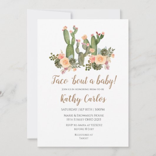 Taco "Bout A Baby Invitation Kaart (Voorkant)