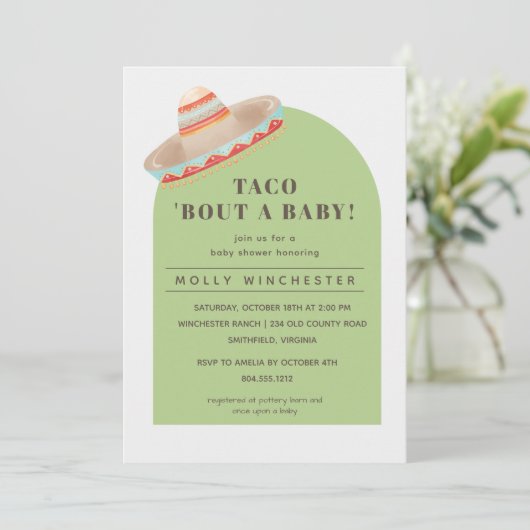 Taco Bout a Baby Invitation Kaart (Staand voorkant)