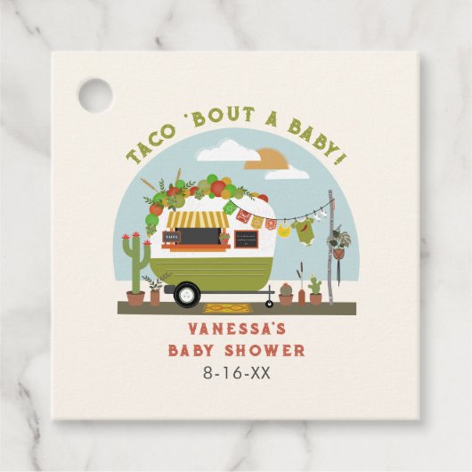 Taco Bout A Baby Neutral Green Baby shower Bedankjes Labels (Voorkant)