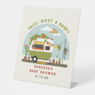 Taco Bout A Baby Neutral Green Baby shower Reclamebord Met Voetstuk