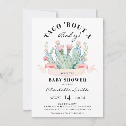 Taco Bout A baby Succulent Cactus Baby shower Kaart (Voorkant)