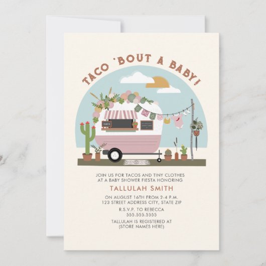 Taco Bout A Baby Taco Truck Camper Girl Baby Showe Kaart (Voorkant)