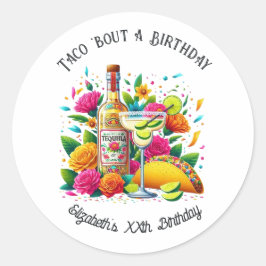 “Taco ’Bout a Birthday” Feestje Ronde Sticker