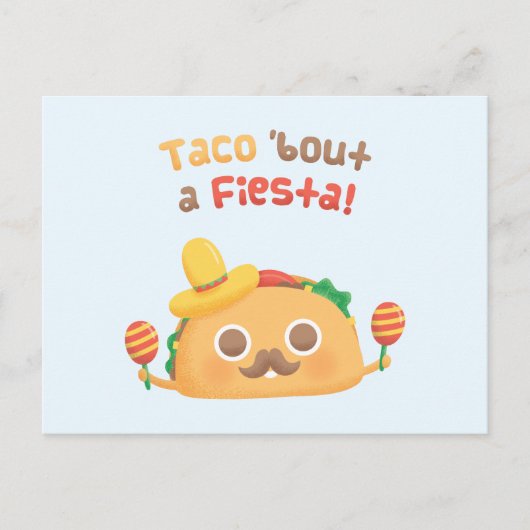 Taco Bout A Fiesta Cute Food Pun Humor Briefkaart (Voorkant)