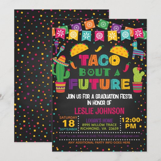 Taco Bout a Future Invitation - Blk Kaart (Voorkant / Achterkant)