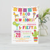 Taco Bout a New Address Housewarming Invitation W Kaart (Staand voorkant)