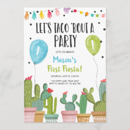 Taco Bout a Party Boy Blue First Fiesta Birthday Kaart