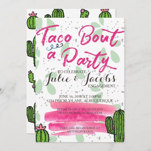 Taco Bout A Party Engagement Party Kaart (Voorkant / Achterkant)