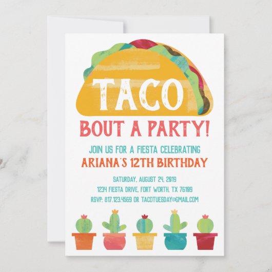 Taco Bout a Party Invitation Kaart (Voorkant)