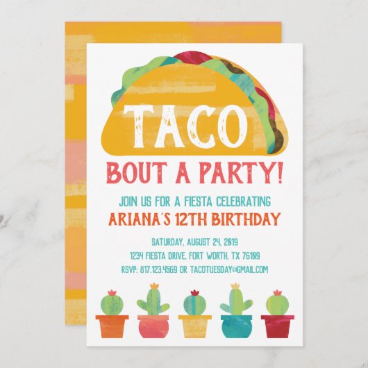 Taco Bout a Party Invitation Kaart (Voorkant / Achterkant)