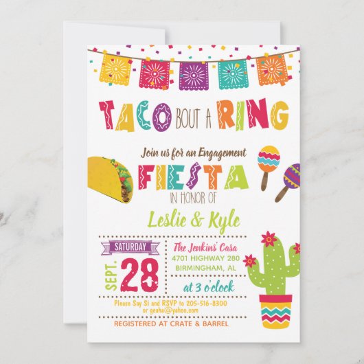 Taco Bout a Ring - Verlovingsfeest/ Koppel Bruilof Kaart (Voorkant)