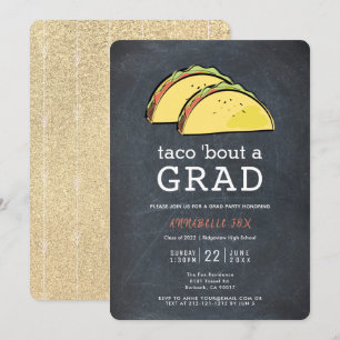 Taco Bout AFSTUDEERDER Chalkboard Gold Graduparty Kaart