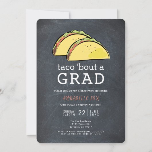 Taco Bout AFSTUDEERDER Chalkboard Graduation Party Kaart (Voorkant)