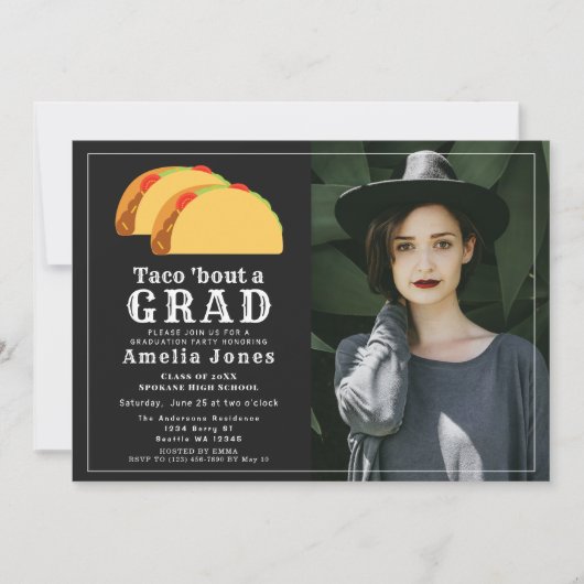 Taco Bout AFSTUDEERDER Graduation Party Fotouitnod Kaart (Voorkant)
