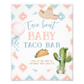 Taco Bout Baby Blue en Roze Taco Bar-teken Foto Afdruk (Voorkant)