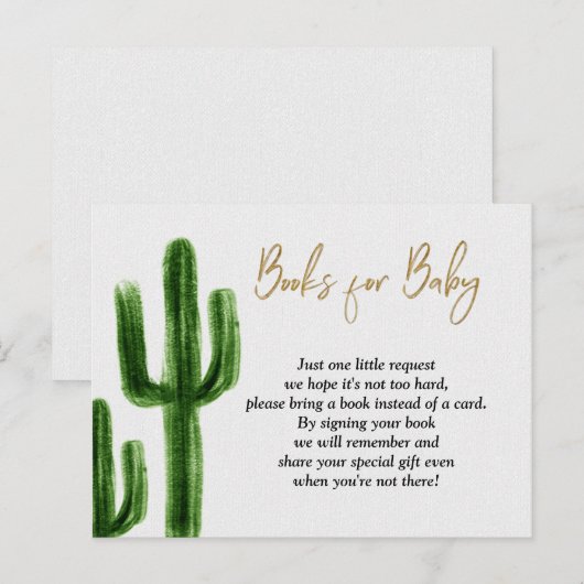 Taco bout baby Cactus Baby shower Boeken voor Baby Uitnodiging Briefkaart (Voorkant / Achterkant)