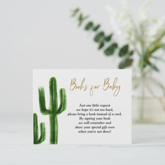 Taco bout baby Cactus Baby shower Boeken voor Baby Uitnodiging Briefkaart (Staand voorkant)