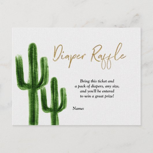 Taco bout baby Cactus Koppels Douche Luier Raffle Briefkaart (Voorkant)