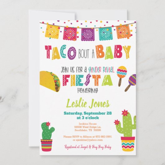 Taco Bout Baby Gender onthulling Baby shower Fiest Kaart (Voorkant)