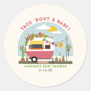 Taco Bout Baby Hot Pink Girl Baby shower Ronde Sticker