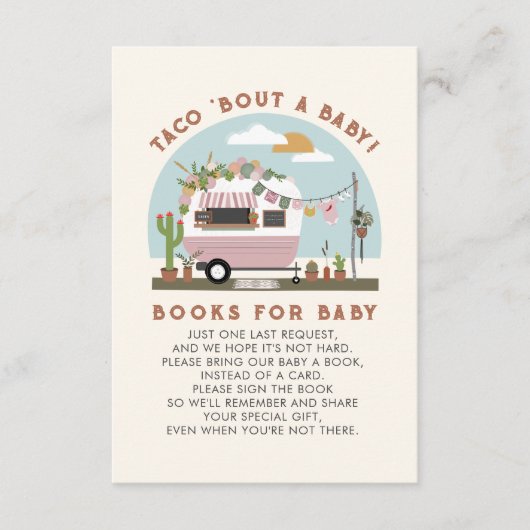 Taco Bout Baby shower Book Request Pink Informatiekaartje (Voorkant)
