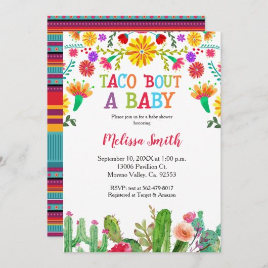Taco Bout Baby shower met cactus Kaart (Voorkant / Achterkant)