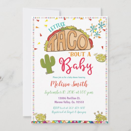 Taco Bout een Baby Baby shower Uitnodiging Fiesta (Voorkant)