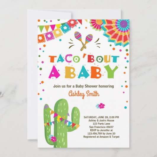 Taco Bout een Baby Fiesta Baby shower uitnodiging (Voorkant)