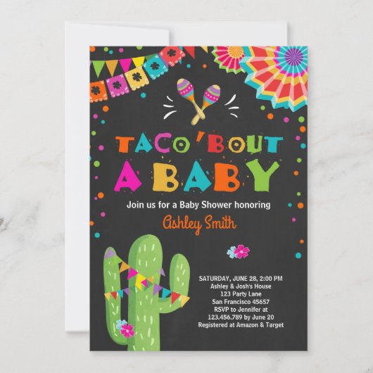 Taco Bout een Baby Fiesta Baby shower uitnodiging (Voorkant)