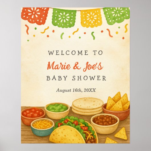 Taco Bout Een Baby Fiesta Baby shower Welkom Poste Poster (Voorkant)