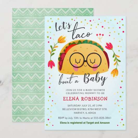 Taco Bout een Baby Mexicaanse Fiesta Blue Boy Show Kaart (Voorkant / Achterkant)