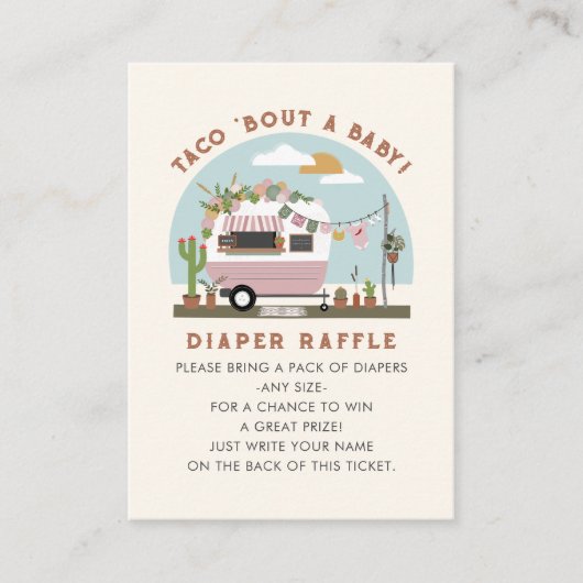 Taco Bout een Baby shower roze luzerne Raffle Informatiekaartje (Voorkant)