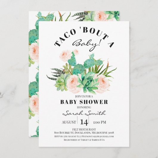 Taco Bout Een baby Succulent Baby shower Kaart (Voorkant / Achterkant)