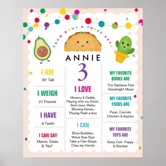 Taco Bout een driestuksgebaar van 3 jaar oud Poster (Voorkant)