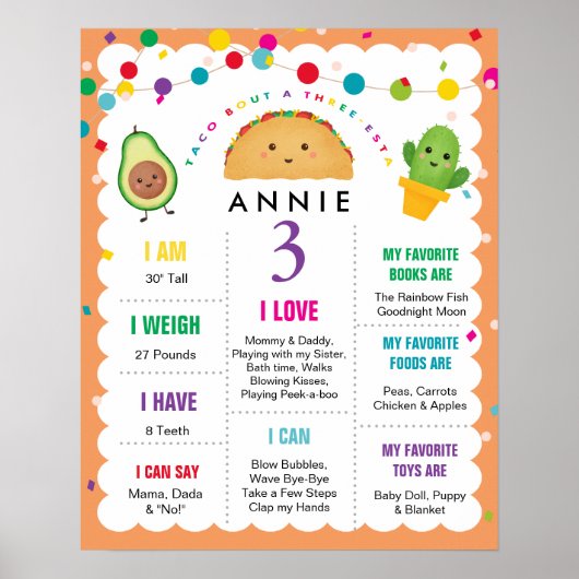 Taco Bout een driestuksgebaar van 3 jaar oud Poster (Voorkant)