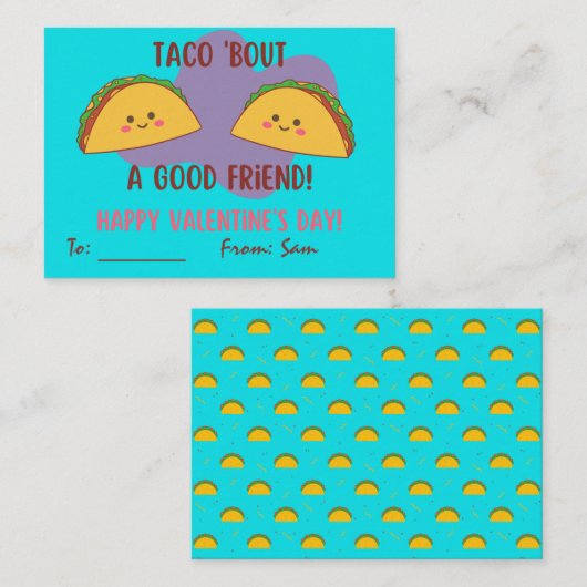 Taco 'Bout een goede vriend Valentijnsdag  Notitiekaartje (Voorkant / Achterkant)